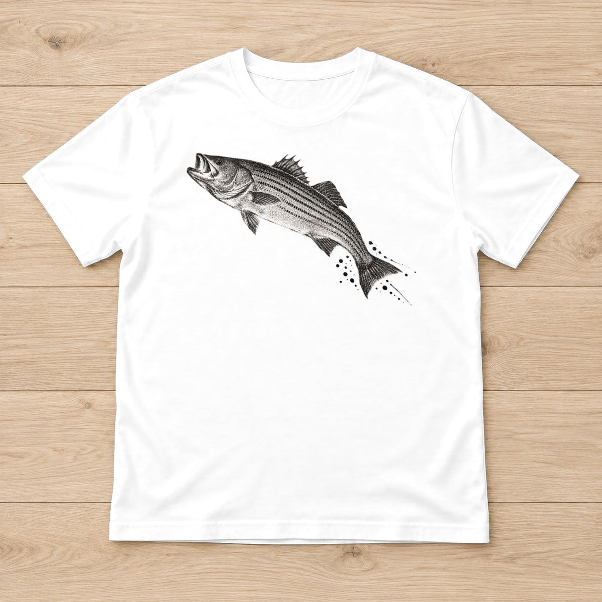 Leaping Bass Gyotaku t-shirt in White