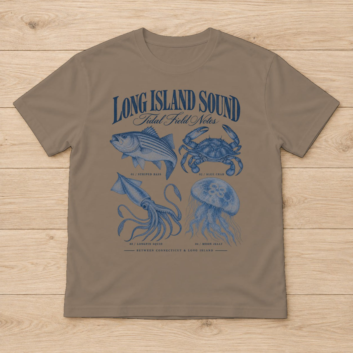 Long Island Tidal Notes t-shirt in Brown Savana