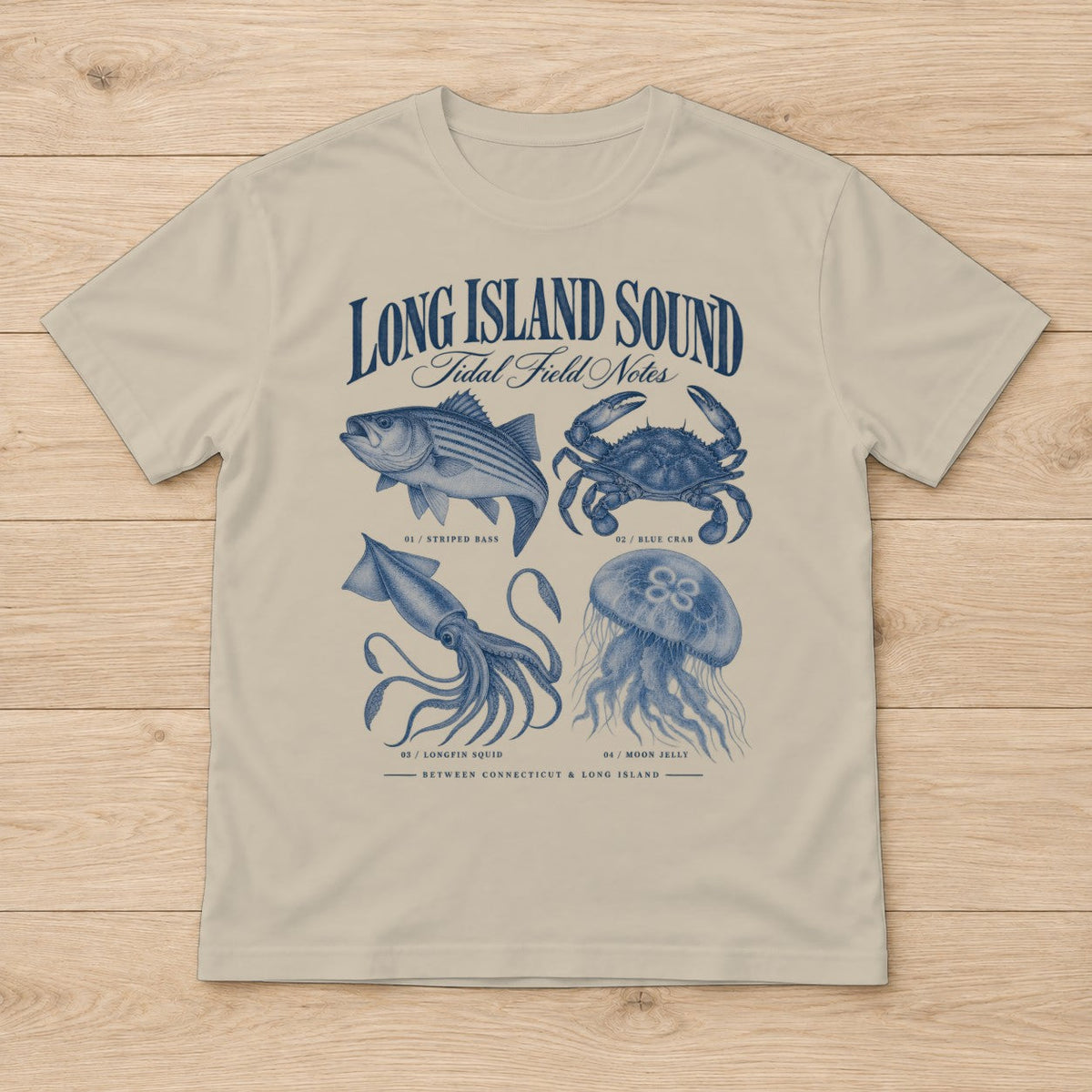Long Island Tidal Notes t-shirt in Sand