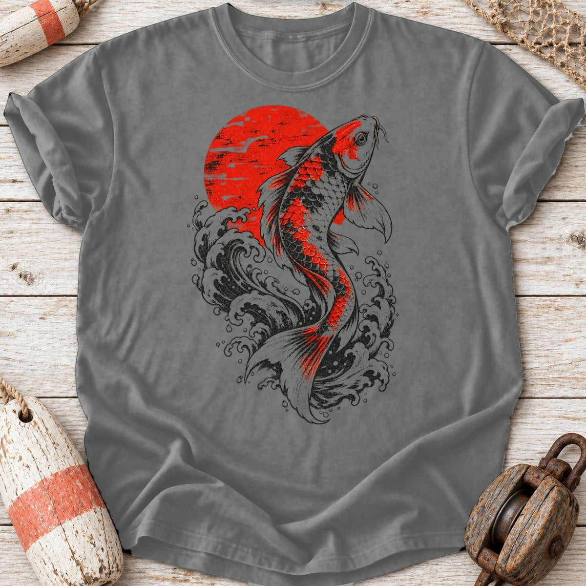 Red Koi Rising Sun