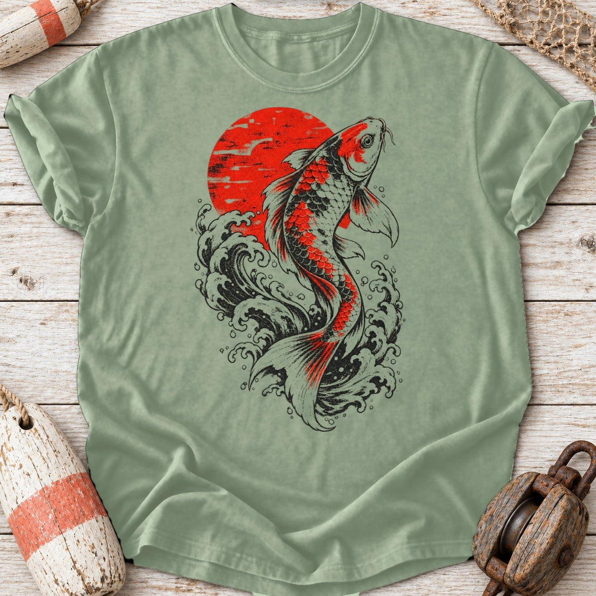 Red Koi Rising Sun