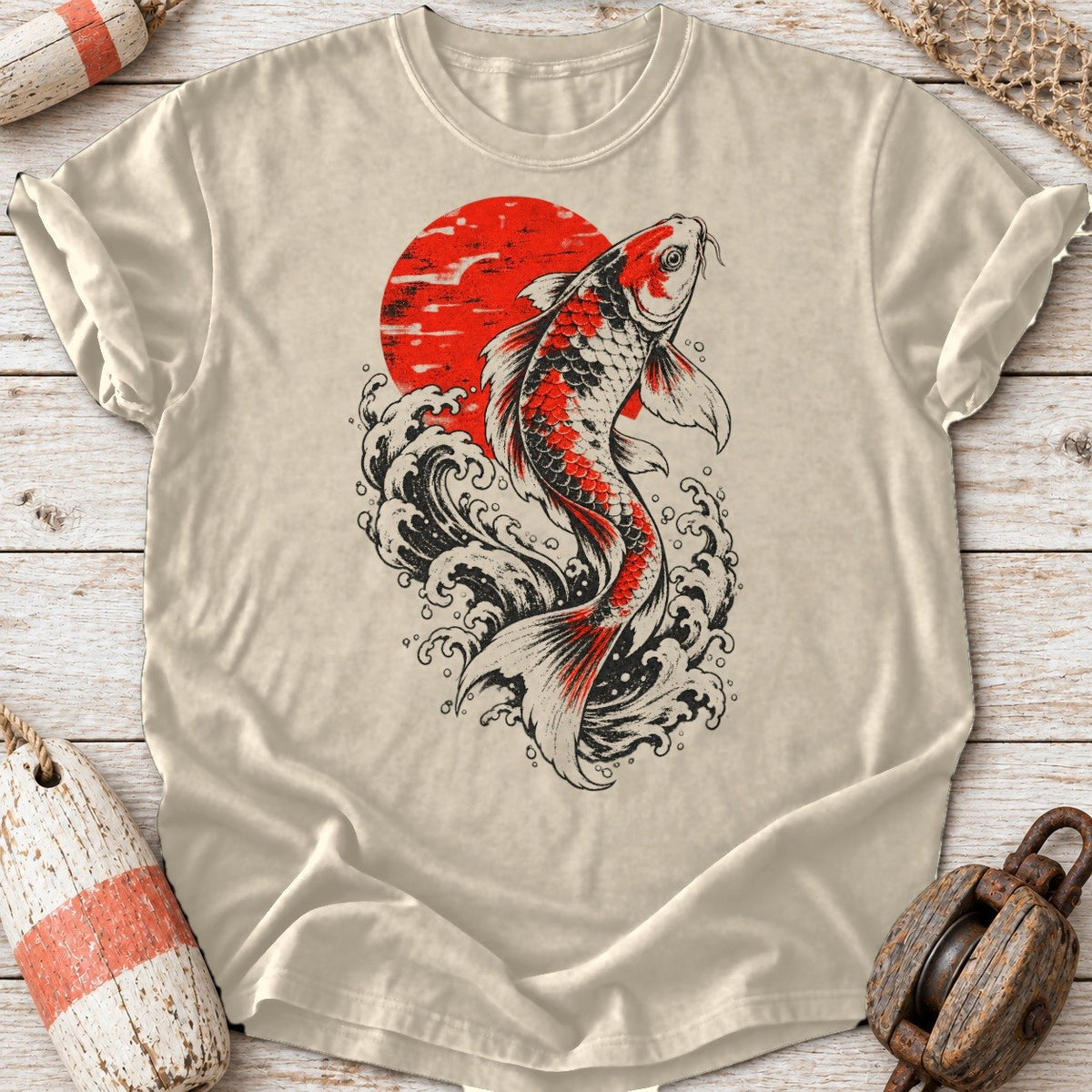 Red Koi Rising Sun