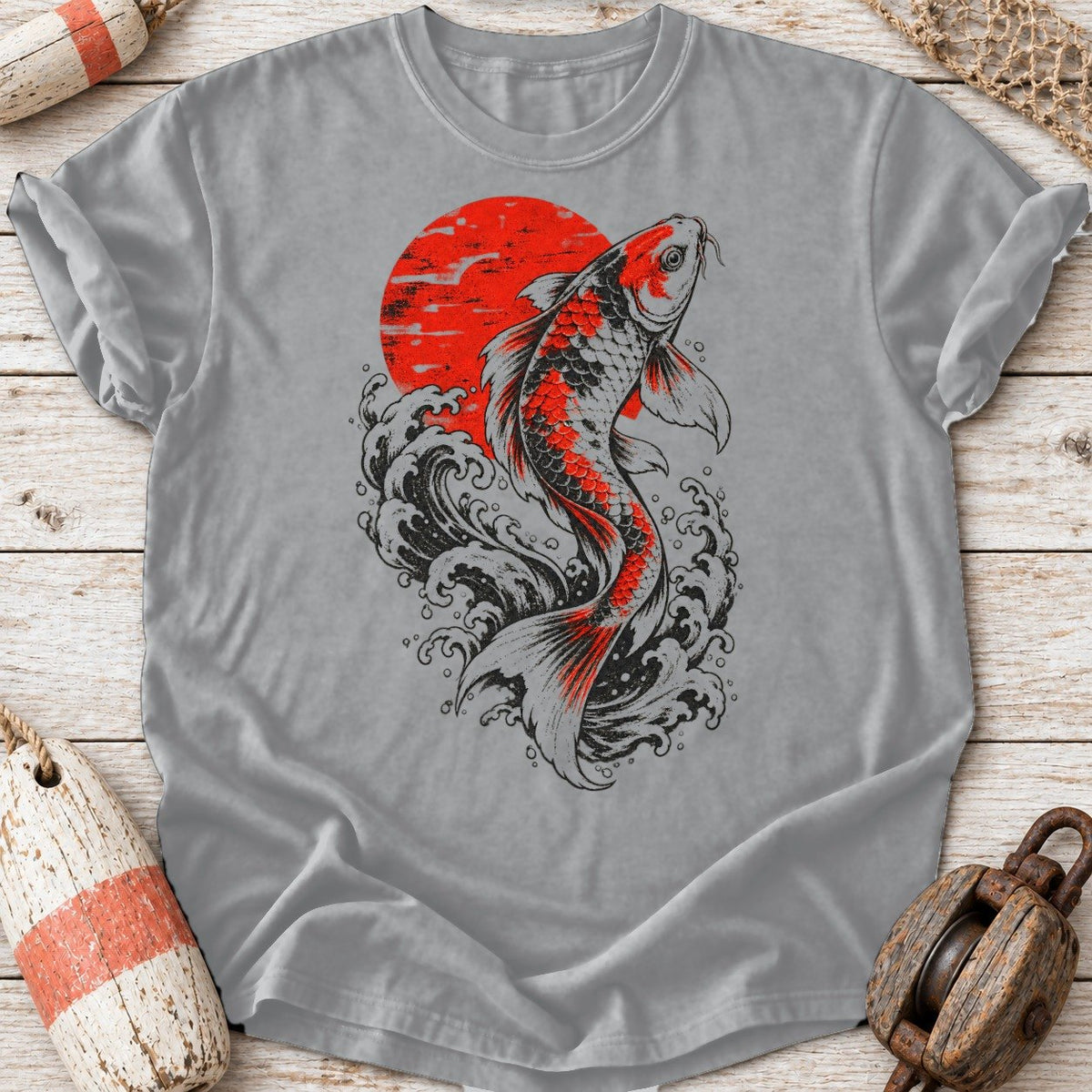 Red Koi Rising Sun