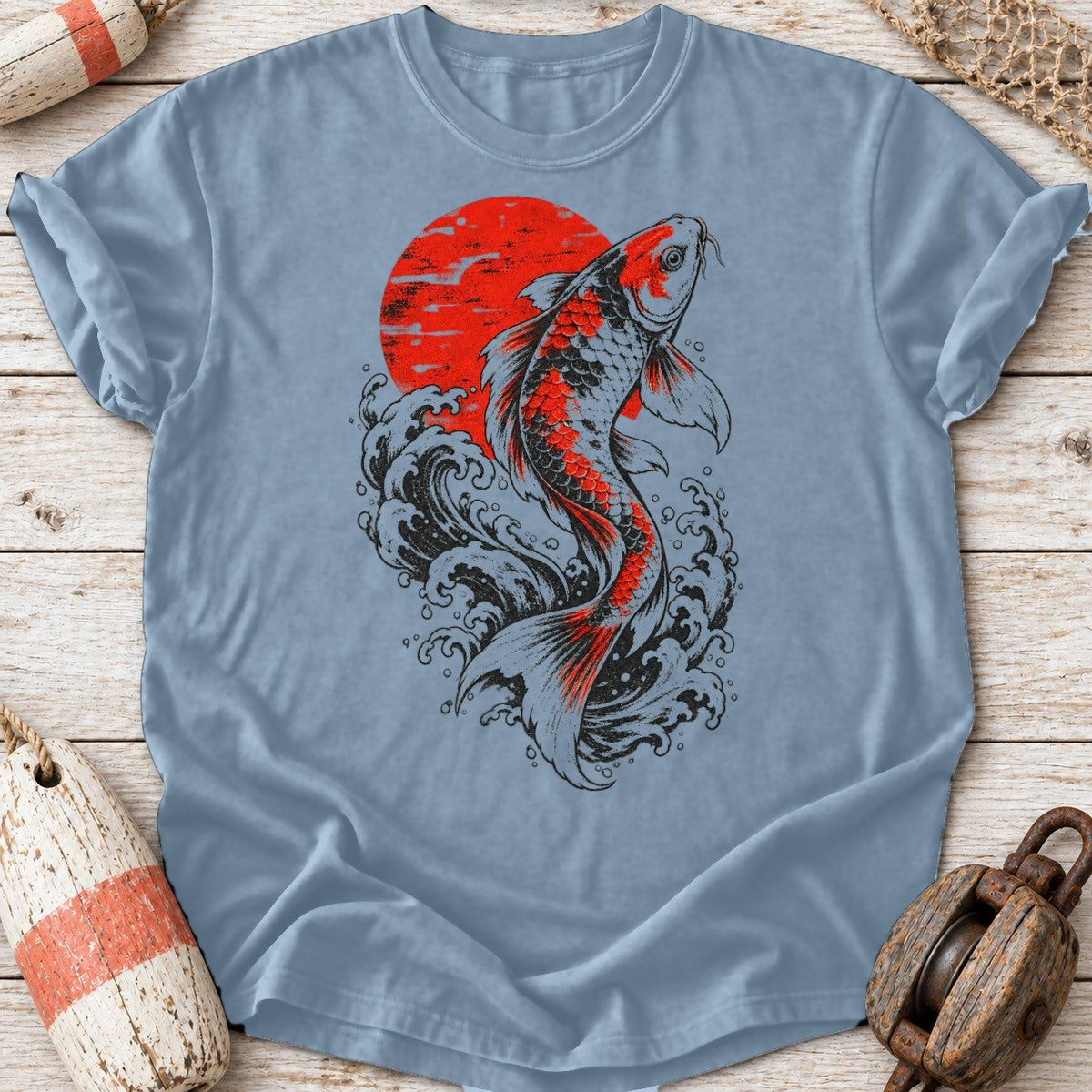 Red Koi Rising Sun